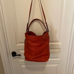 214 Burberry leather large tote with drawstring closure